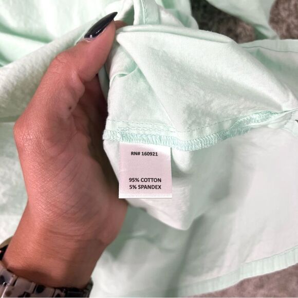 S’edge Top Women’s Medium Teal Green Ruffled Short Puff Sleeve Blouse - Picture 4 of 4